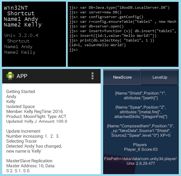 NoSQL Application Database for JAVA, .NET, Android, Mono, Unity3D, Xamarin, Linux, Windows